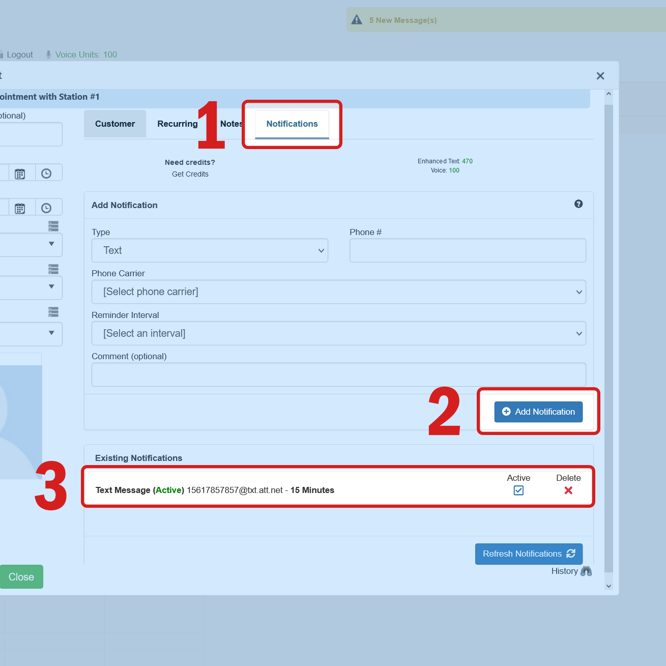 notificaciones por SMS