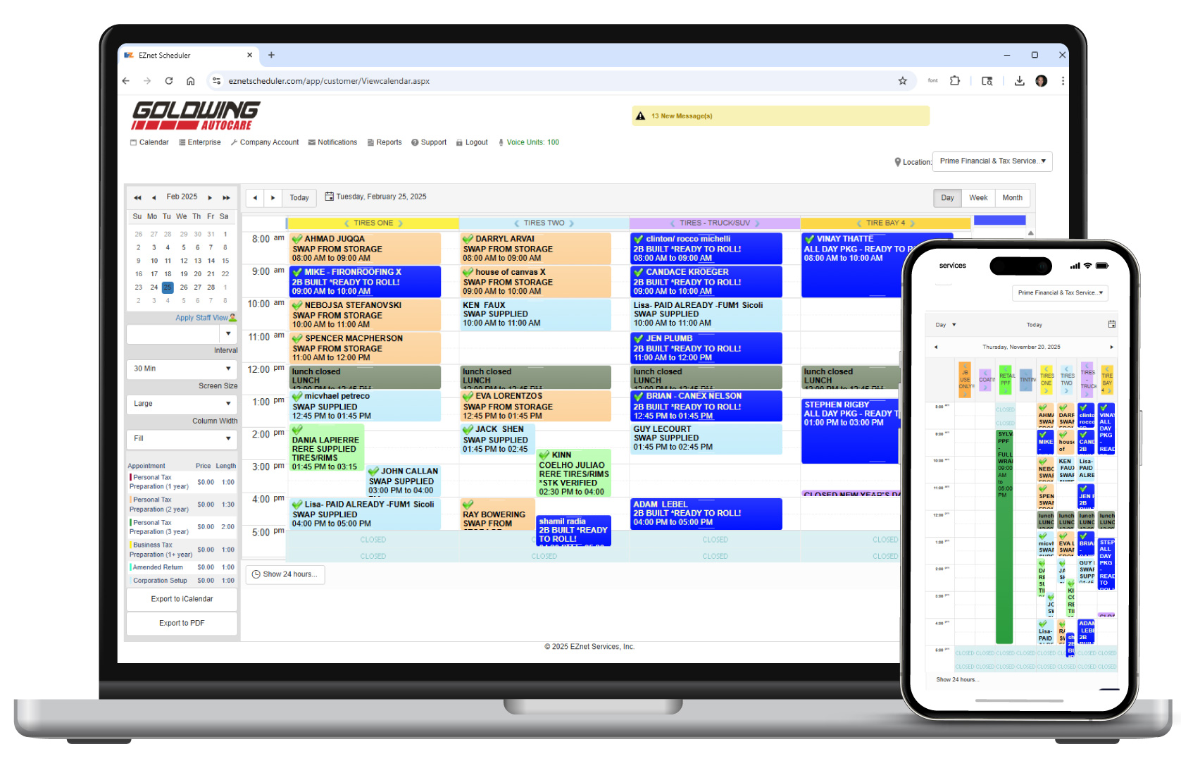 EZnet Scheduler Vista automotriz