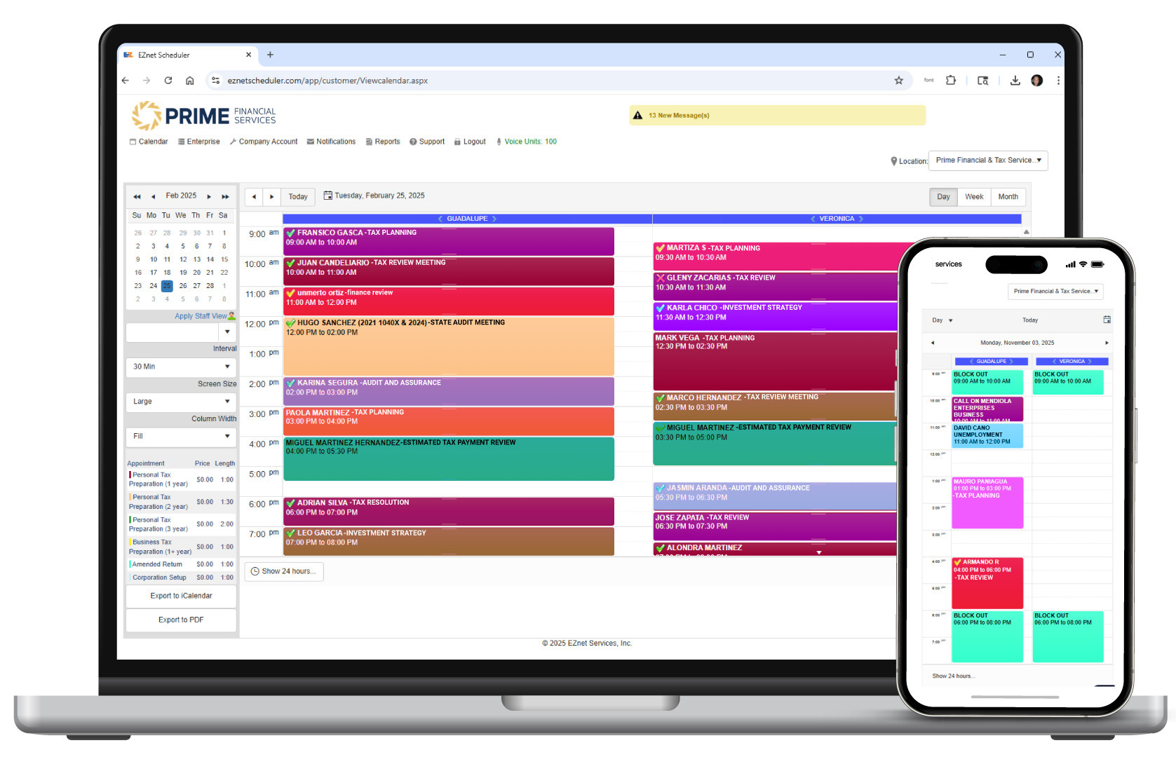 Vista financiera del programador EZnet